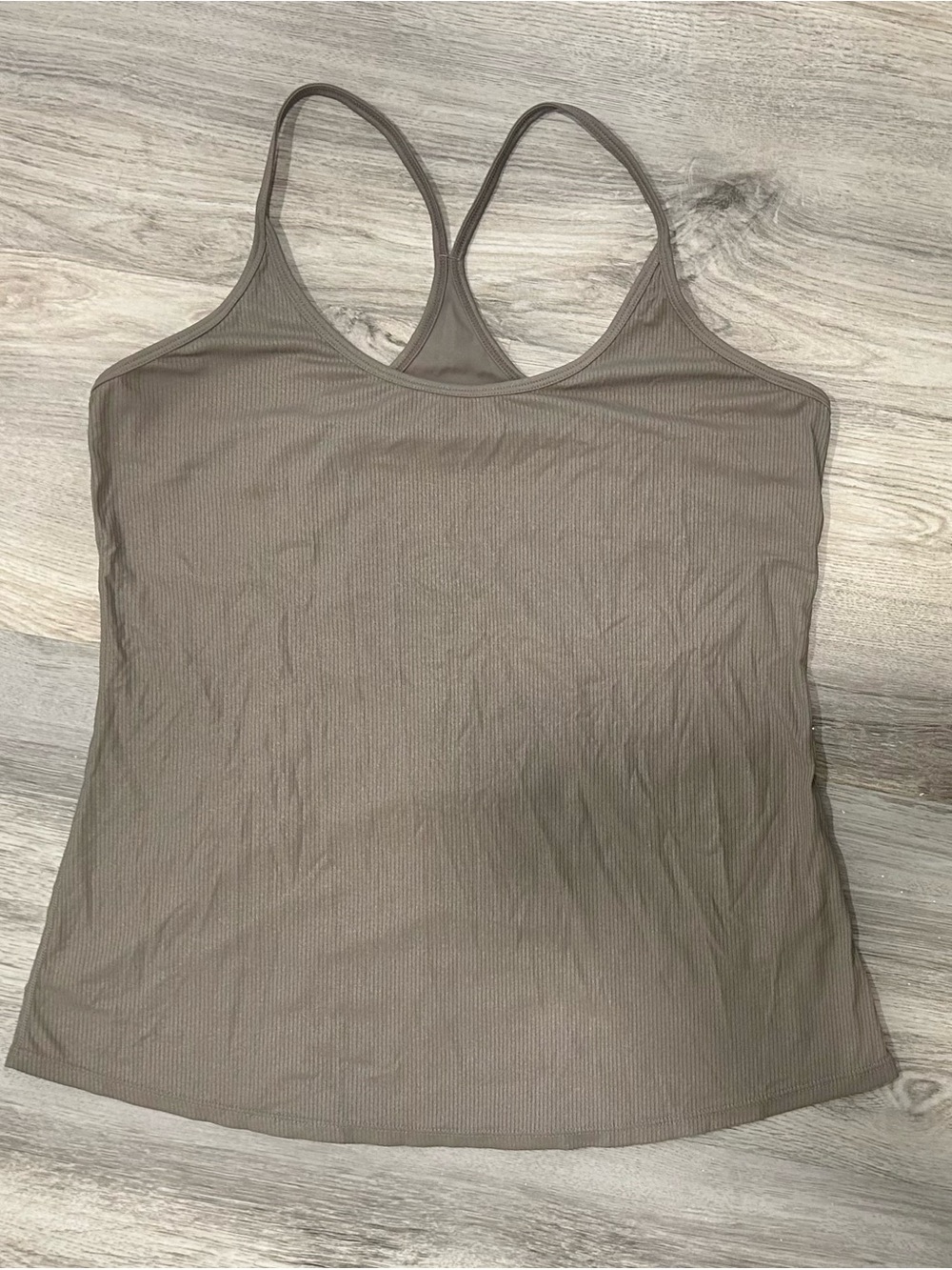 Tavi Shimmer Athletic Ribbed Sleeveless Workout Tank Top Tan Beige Size M